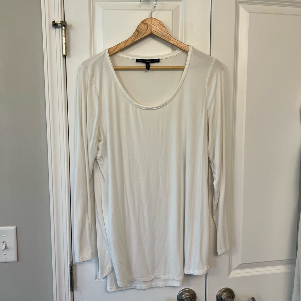 White House Black Market Tunic Long Sleeve Top - Large, Ecru